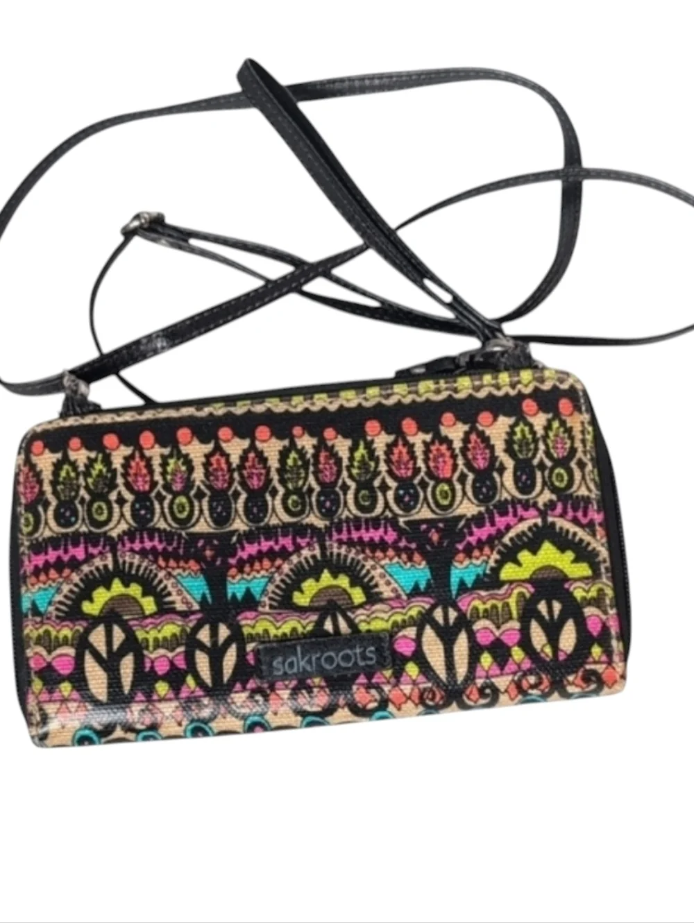 Sakroots Artists Circle Crossbody Wallet Phone Bag Peace Wristlet